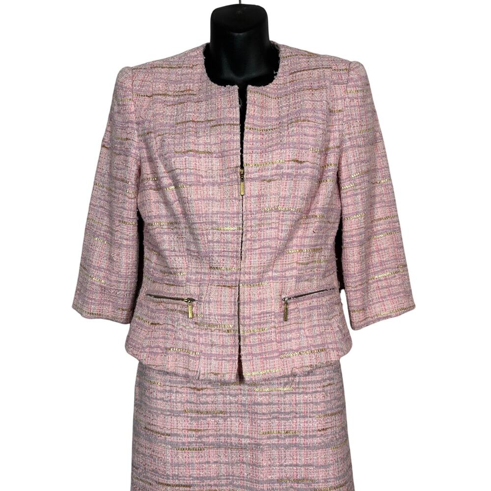 Carmen Marc Valvo Tweeed Skirt Blazer Set Pink Legally Blonde Barbie DIY - 6